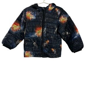 GAP Kids Cosmic Puffer Jacket - blue, black  and Orange space theme size 3 years
